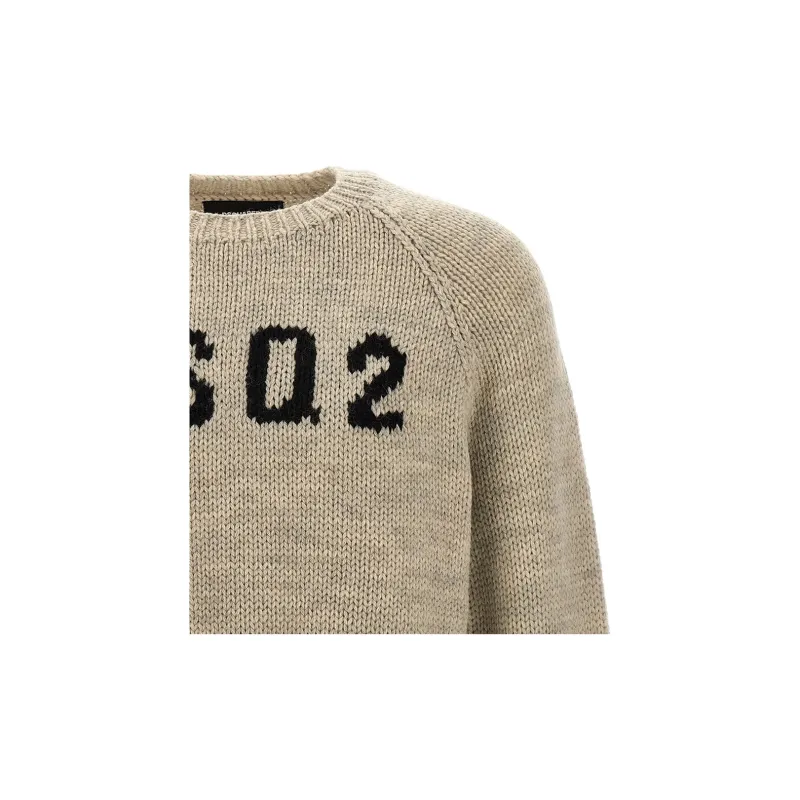 DSQUARED 2 Logo Intarsia Knit Crewneck Jumper-4