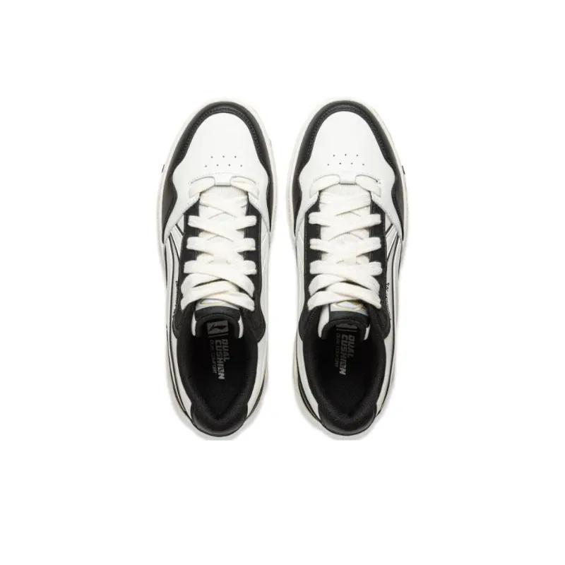 LiNing Common 80s Anti-Slip Wear-Resistant Low-Top Skateboard Shoes Men's White Black-2