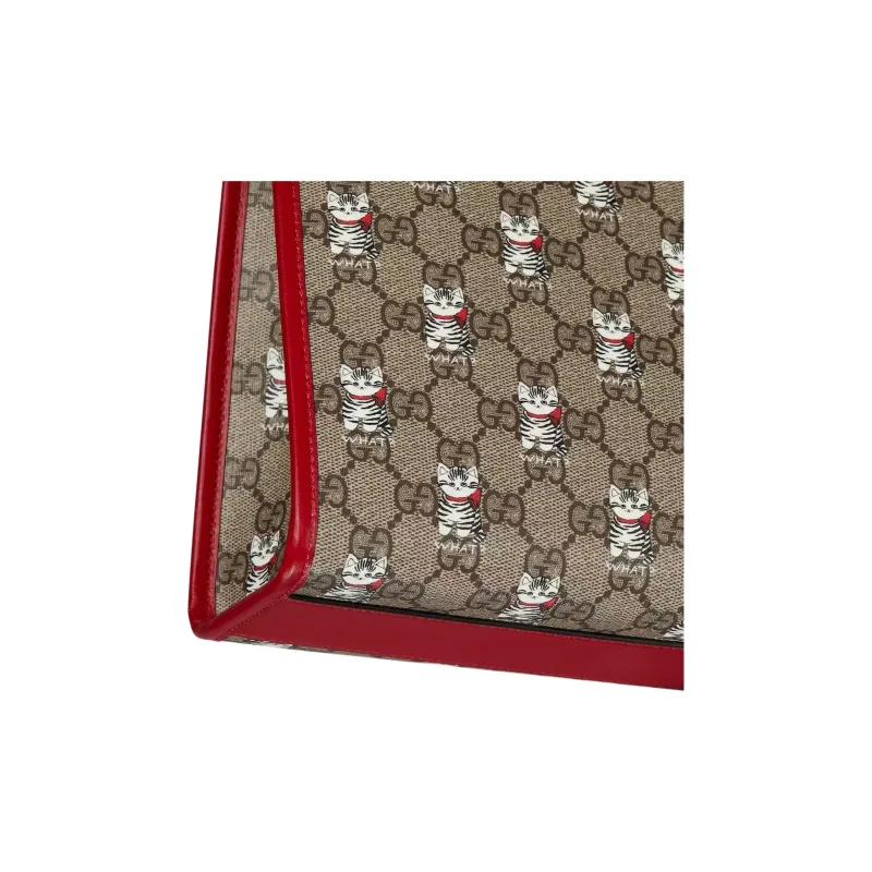 GUCCI GG Supreme Canvas Tote Bag, Shopping Bag, Handbag Women's Beige & Dark Brown-5