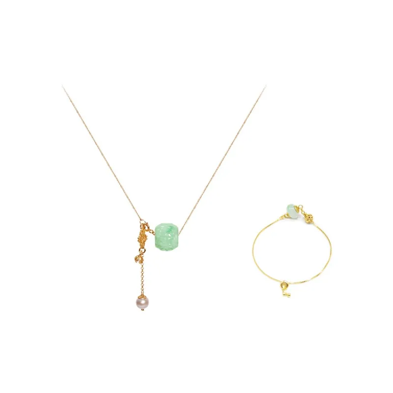 Long Fu Bean Type Jadeite Necklaces Women's-0