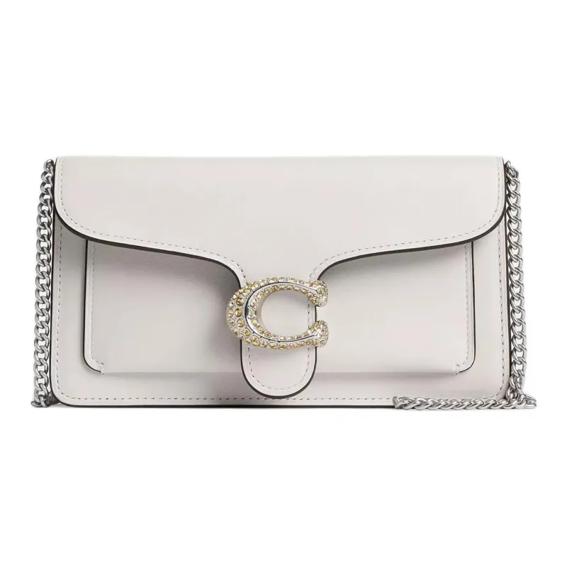 COACH Tabby Calfskin Crossbody Bag, Shoulder Bag Small Size Women's Chalk White-0