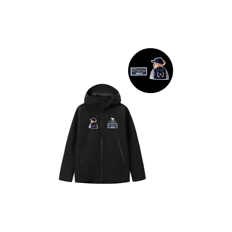 CAMEL All weather Water Resistant Windproof Warm Cold Resistant Windbreaker Jacket Unisex Black-2