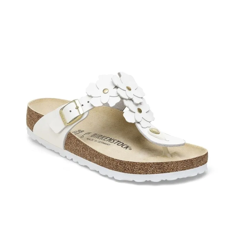 Birkenstock Gizeh Flower EVA Abrasion-Resistant Flip Flops Women's White Narrow Fit-1