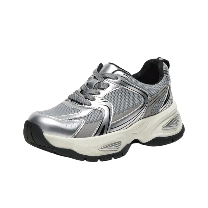 Hush Puppies Cushioning Low-Top Chunky Sneakers Women's Silver Gray-1