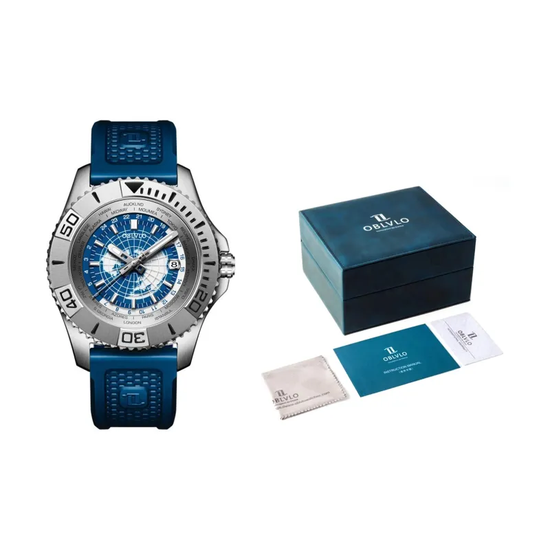OBLVLO Automatic Mechanical Movement Watch Men's Watches Black Dial-11