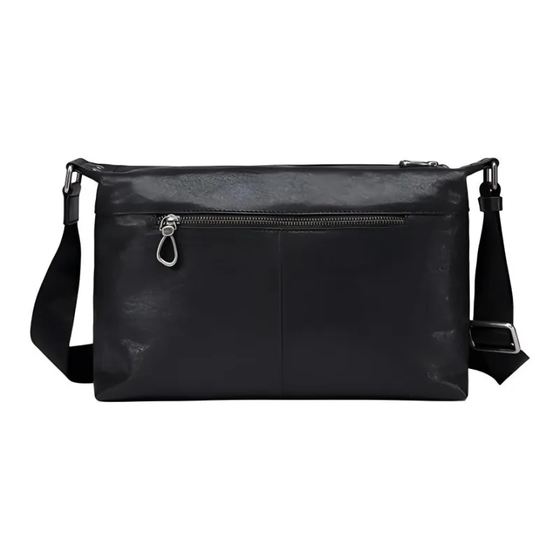 LARTIGENT Top Grain Cow Leather Crossbody Bag Medium Size Men's Black Red Stripes/Black Blue Stripes-7