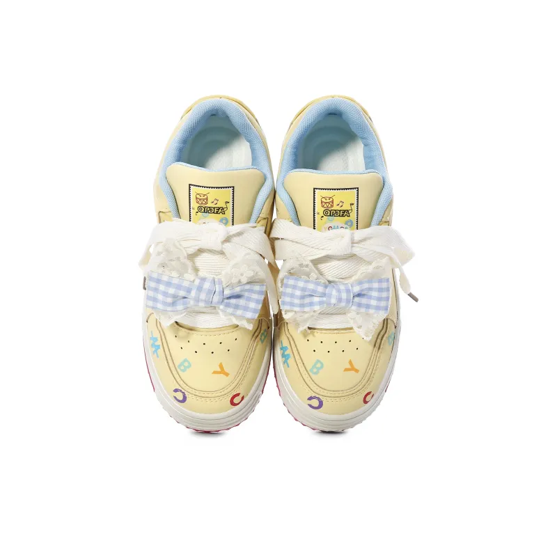 Lovely You Wear resistant And Lightweight Low Top Skateboard Shoes Women's Yellow-3