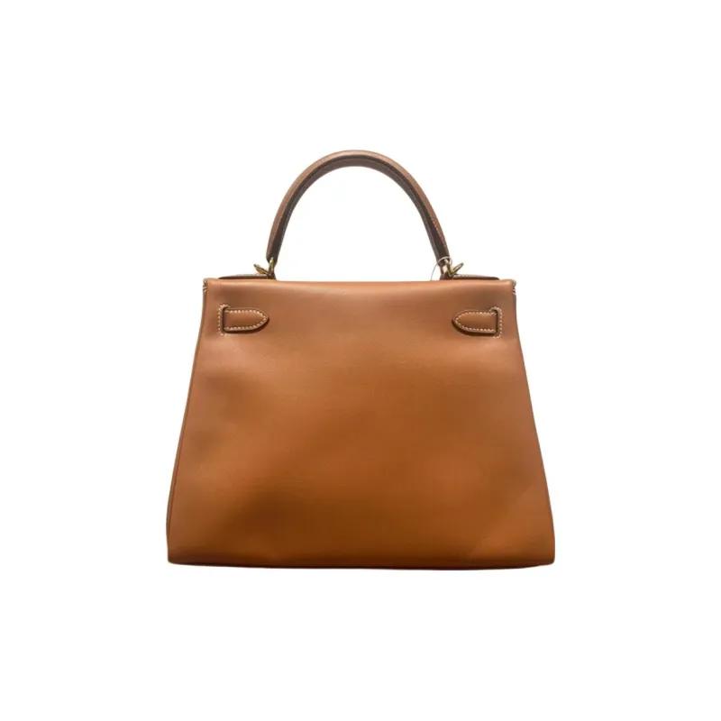 HERMES Kelly Madame Leather Handbag Women's 37 Gold Gold Brown-1