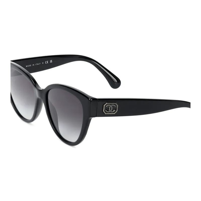 CHANEL Plate Frame Butterfly Sunglasses Unisex Black-4