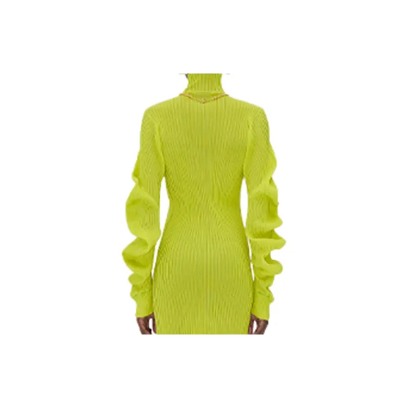 Bottega Veneta Long Sleeved Dresses Women's Mustard Green-5