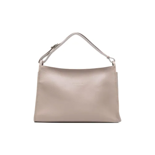 LONGCHAMP Le Foulonné Cow Leather Handbag Shoulder Bag Extra Large Women's Khaki