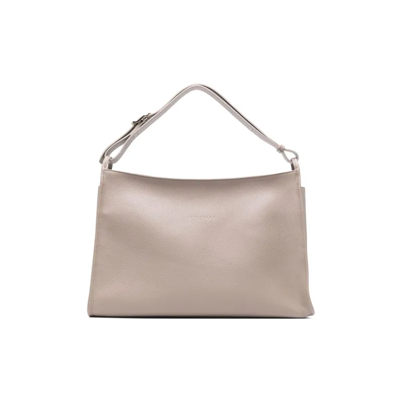 LONGCHAMP Le Foulonné Cow Leather Handbag Shoulder Bag Extra Large Women's Khaki-0