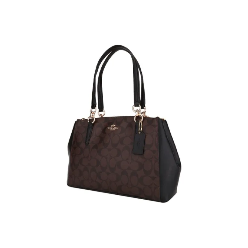 COACH Christie PVC With Skin Handbag Large Size Women's Dark Brown-1