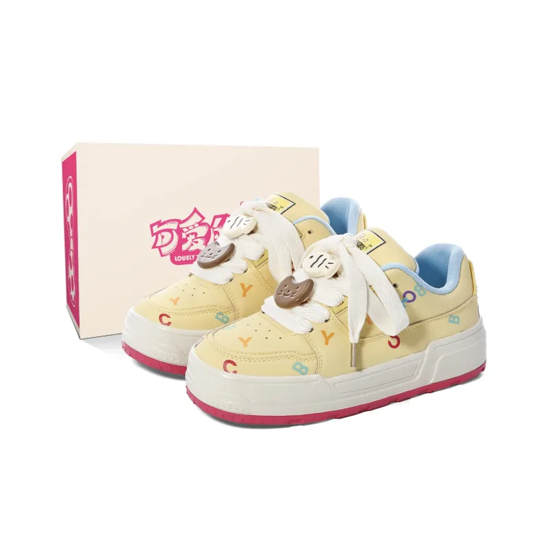 Lovely You Wear resistant And Lightweight Low Top Skateboard Shoes Women's Yellow-24