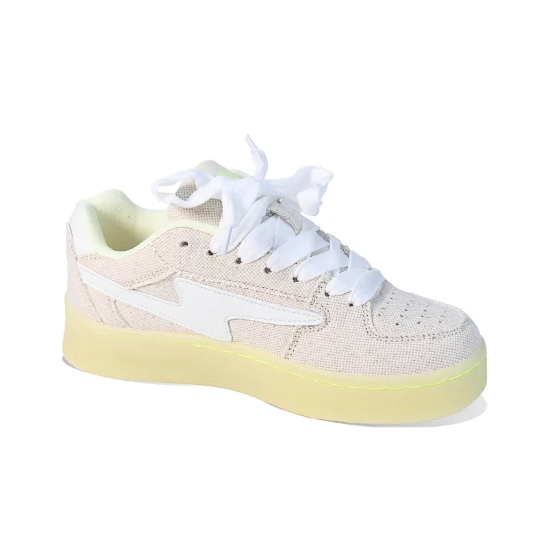 BPLB Slip Resistant Low Top Skateboard Shoes Unisex Glow in The Dark Rice-2