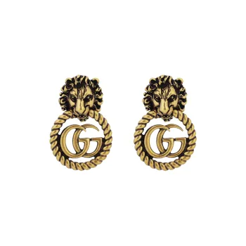 GUCCI Lion Head Earrings With Double G