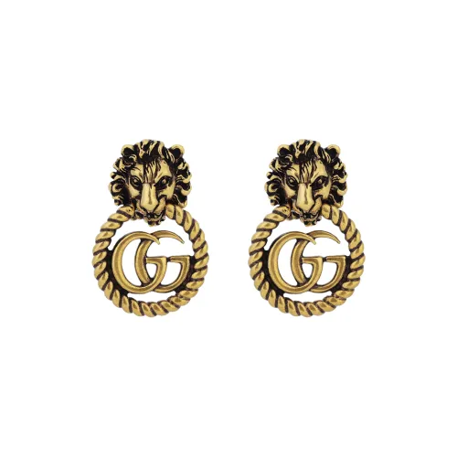 GUCCI Lion Head Earrings With Double G