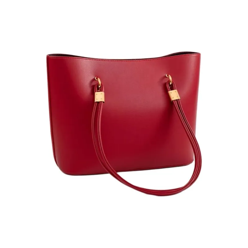 PAYOT Microfiber Synthetic Leather Tote Bag Shoulder Bag Regular Women's Black/Red-6