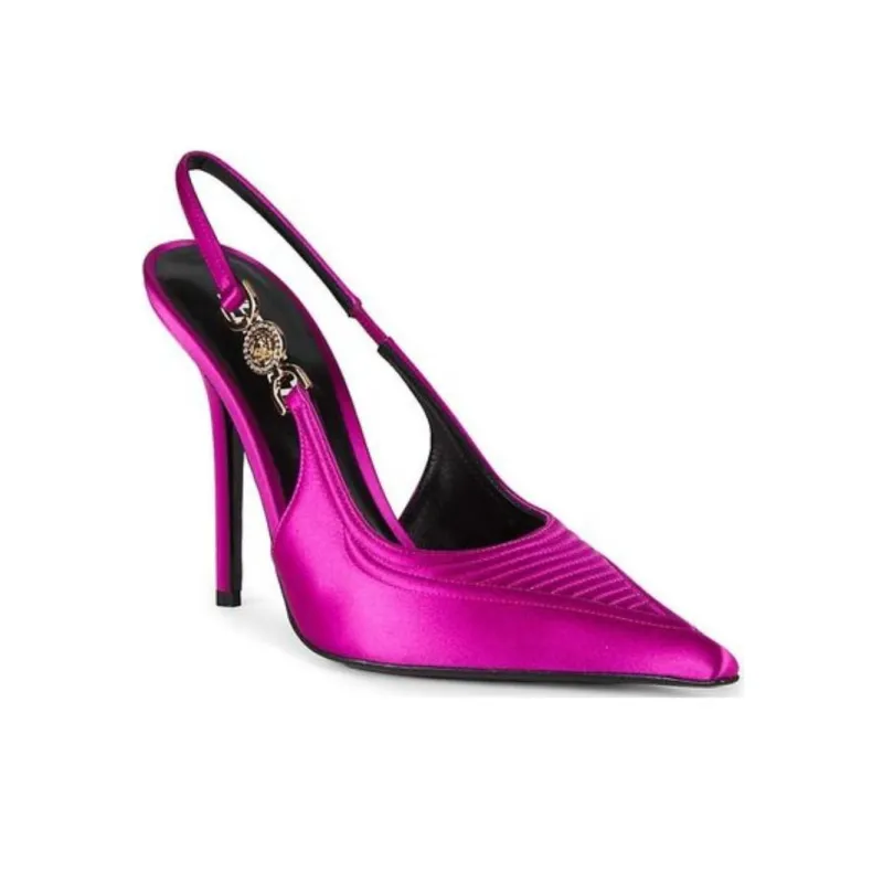 VERSACE Medusa '95 Corset Slingback Pumps Bright Pink Women's-2