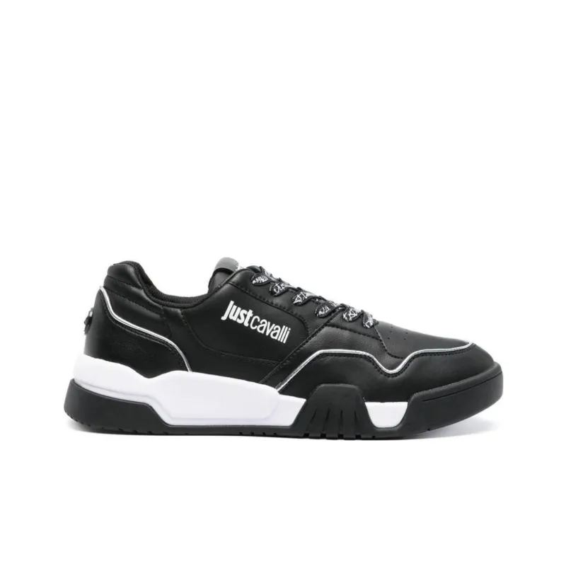 Just Cavalli Logo-print Metallic Leather Sneakers-1