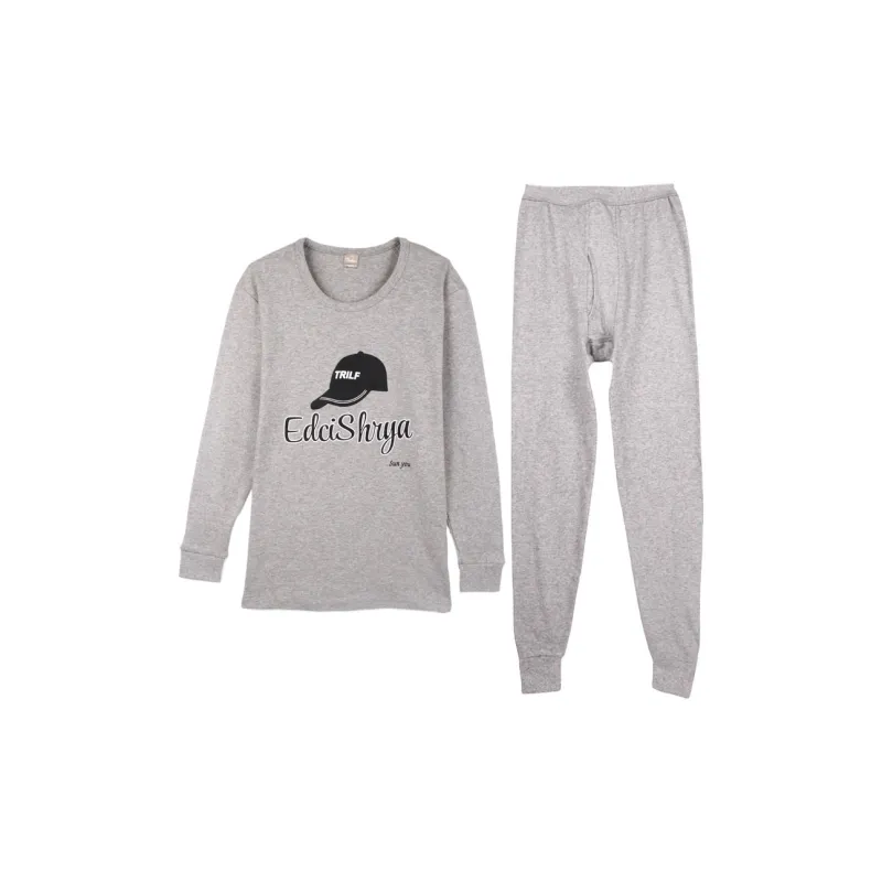 Cotton Gene Thermal Set Men's Light Gray-0