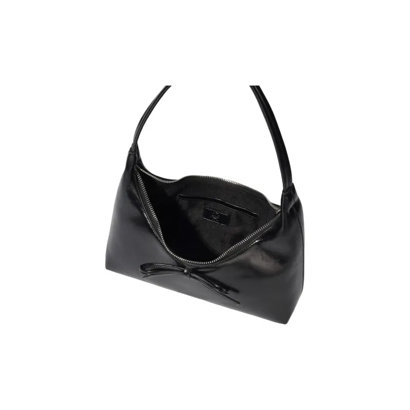 COVERNAT Polyurethane Hobo Bag Handbag Women's Black-3