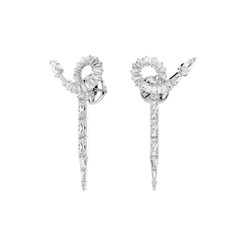Swarovski Synthetic Cubic Zirconia Rhodium-Plated Earrings Women's Silver-2