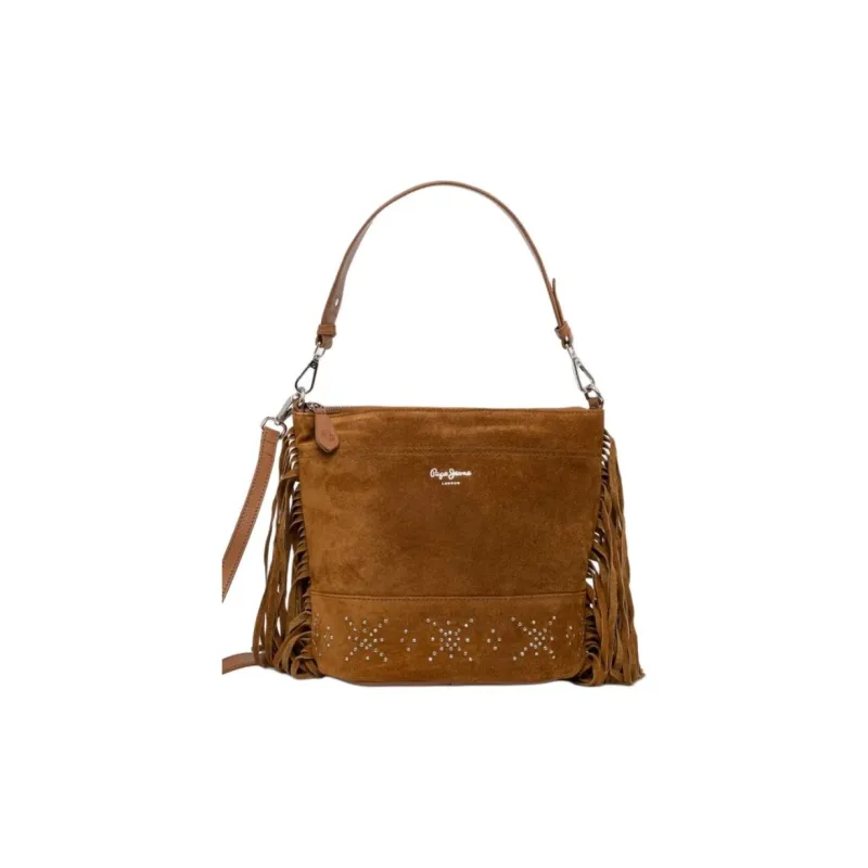 Pepe Jeans Cow Leather Crossbody Bag Shoulder Bag Medium Size Women's Brown-0