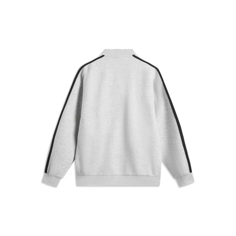 LiNing Sports Life Collection Baseball Jacket Unisex Heather Gray River Stone Gray-1