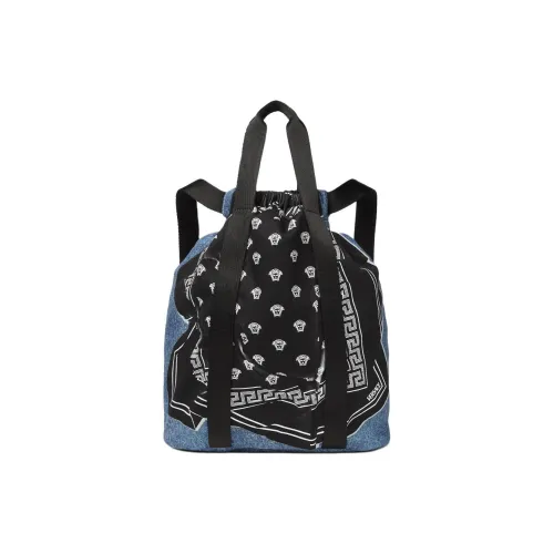 VERSACE Medusa Cotton Backpack Kids' Denim And Black