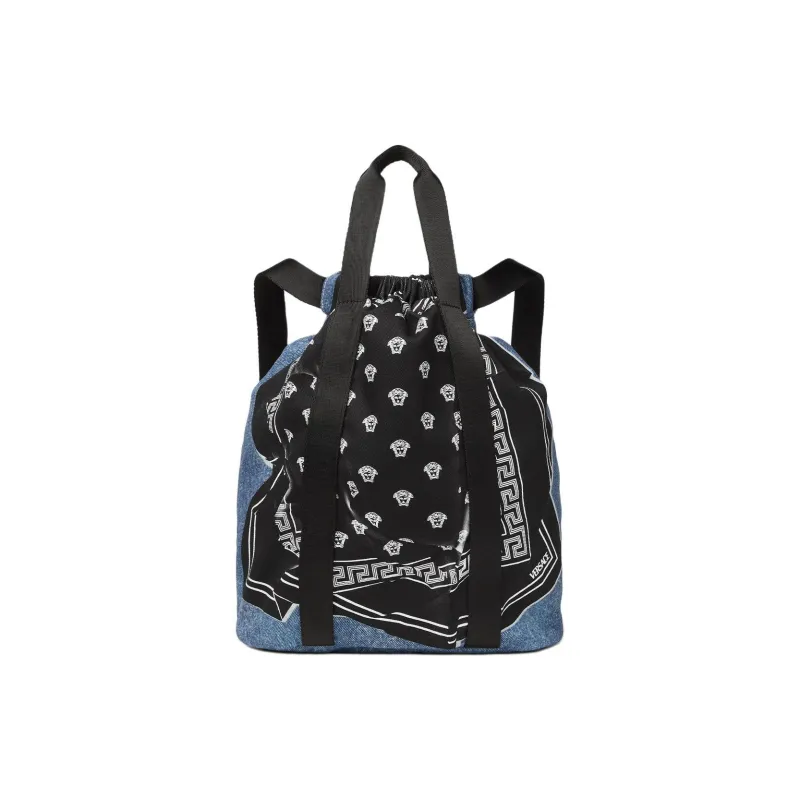 VERSACE Medusa Cotton Backpack Kids' Denim And Black-0