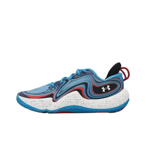 Under Armour Spawn 6 Anti Slip Wear Resistant Low Top Basketball Shoes Men's Blue Red