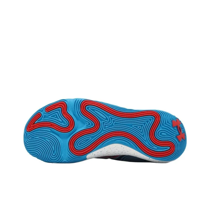 Under Armour Spawn 6 Anti Slip Wear Resistant Low Top Basketball Shoes Men's Blue Red-4