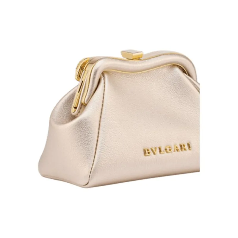 BVLGARI Calfskin One Shoulder Crossbody Clutches Women's Gold-2