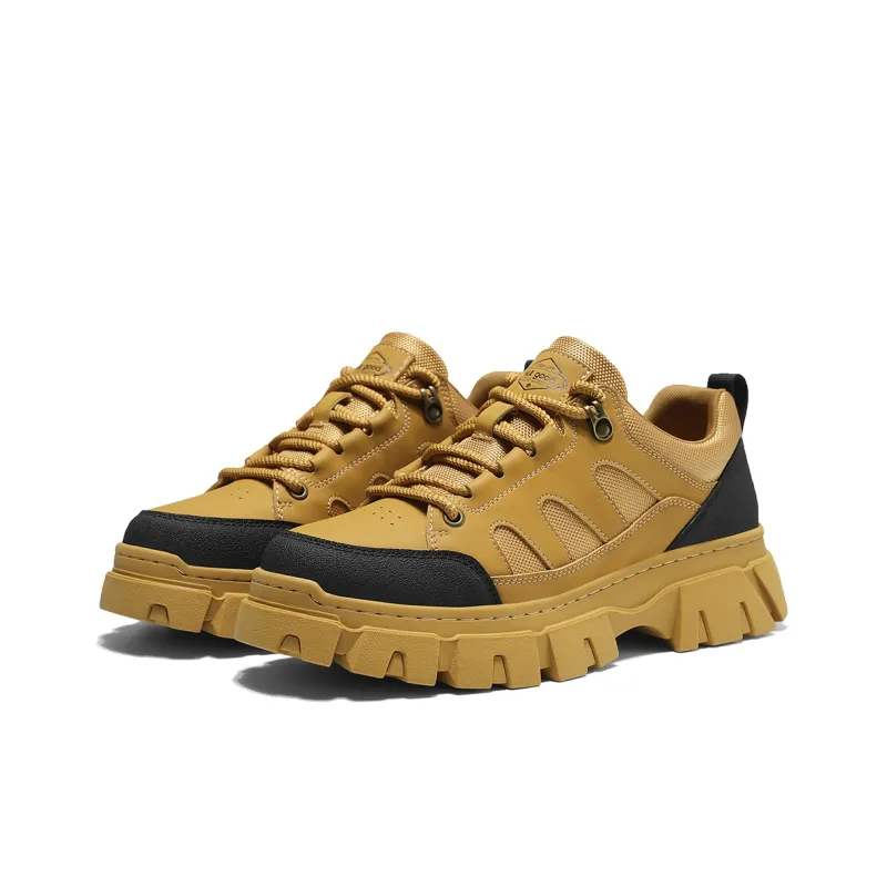 HLA Work Boots Men Low Top Army Green, Black, Earth Yellow-6