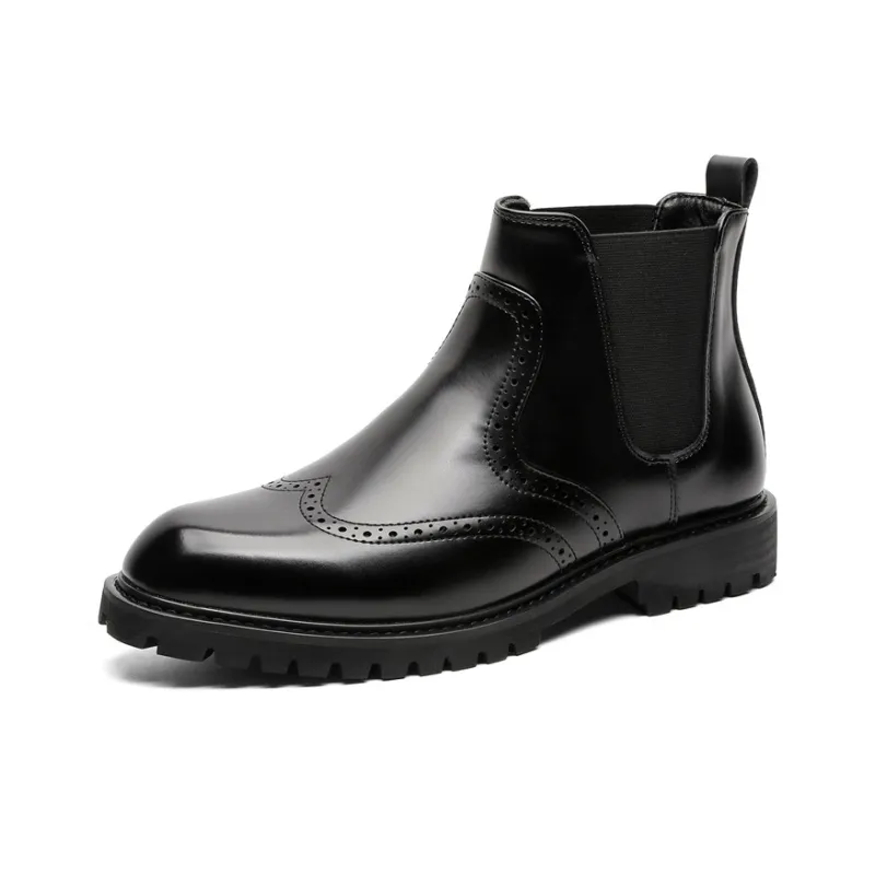 WEISHIBANGWEI Short Chelsea Boots Men's Black-0