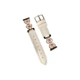 Rose Gold White Heart White Litchi Grain-Leather Strap