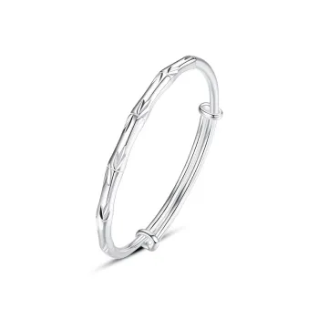 ZUOHUO S999 Fine Silver Bangles Women's Silver White