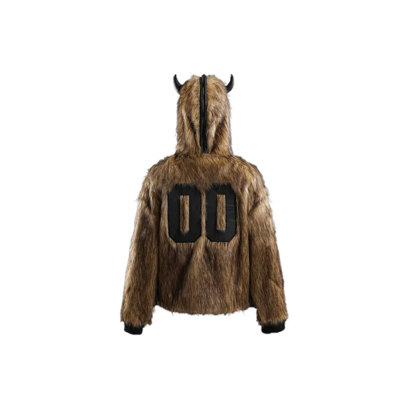TBHNP Velvet feel Coat Unisex Brown Yellow-2