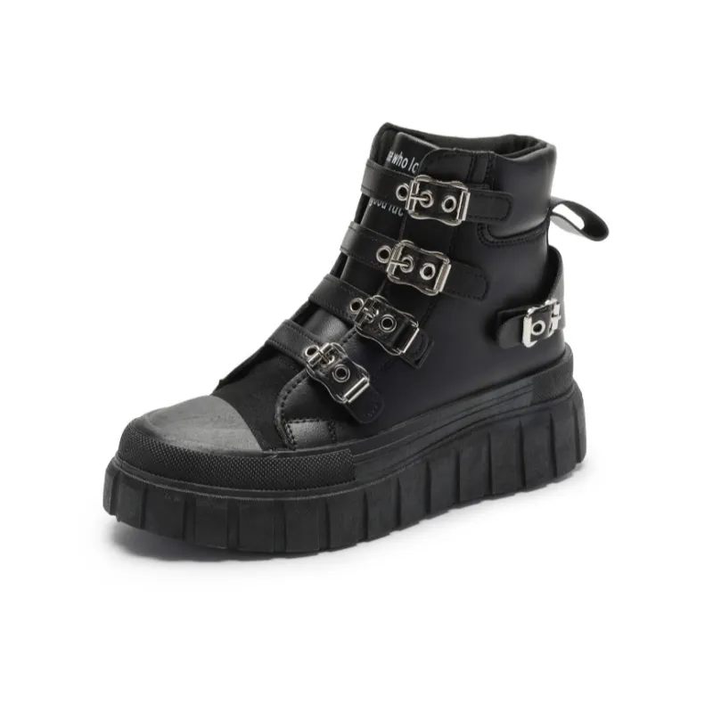 SLNU 3 Coverage Anti Slip And Wear Resistant High Top Skateboard Shoes Women's Black-0