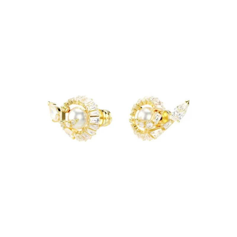 Swarovski Synthetic Cubic Zirconia Stud Earrings Women's Gold-1