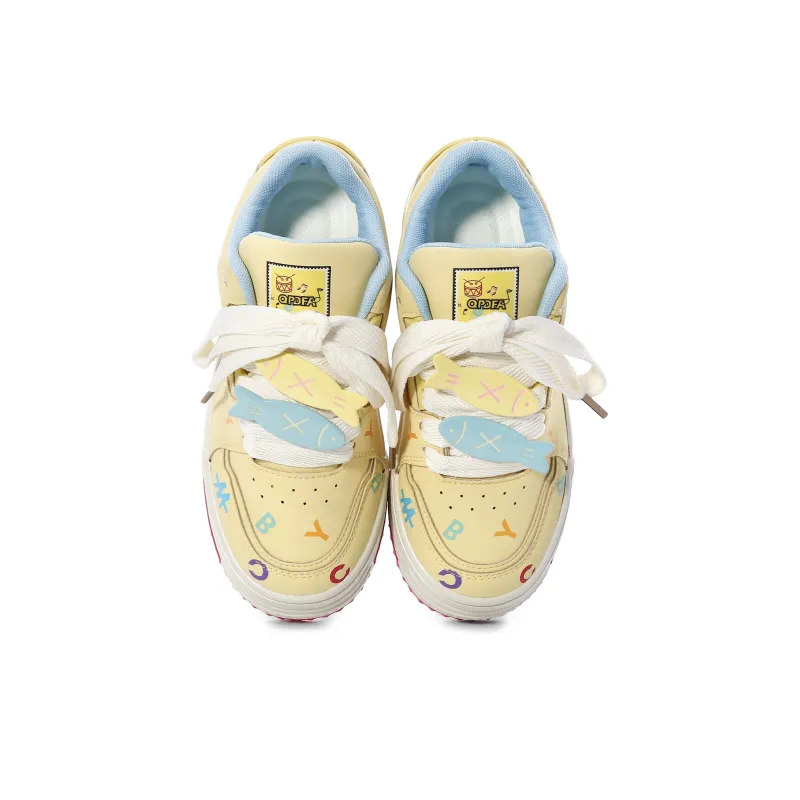 Lovely You Wear resistant And Lightweight Low Top Skateboard Shoes Women's Yellow-15