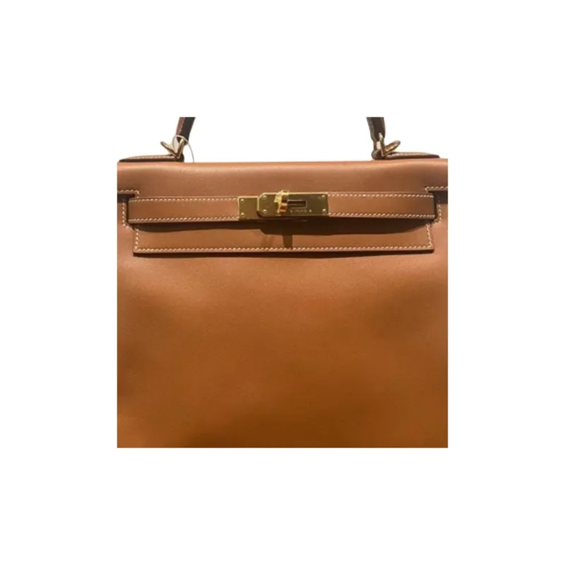 HERMES Kelly Madame Leather Handbag Women's 37 Gold Gold Brown-2