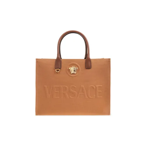 VERSACE Cotton Neoprene Bag Shopping Bag Handbag Women's Brown