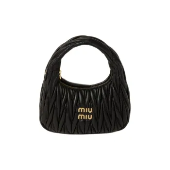 MIU MIU Wander Series Lambskin Crescent Bag Handbag Trumpets Women's Black