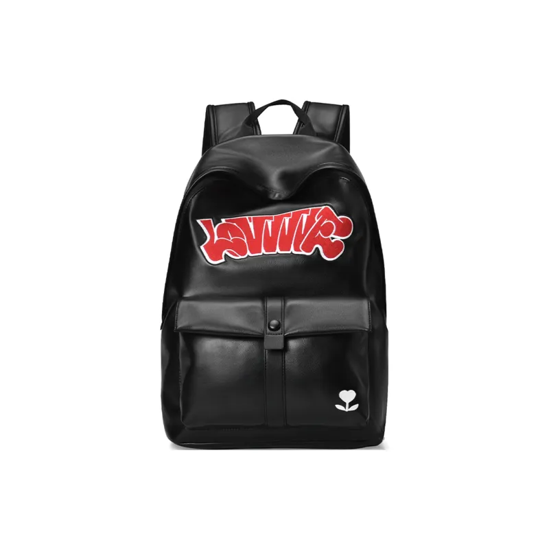 LOVVVVE PU Cortex Student Backpack Unisex Black Red White/Blue/Pink-0