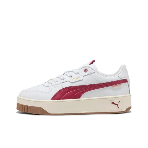 puma Running Carina Street Anti Slip Wear Resistant Low Top Skateboard Shoes Women's White Red