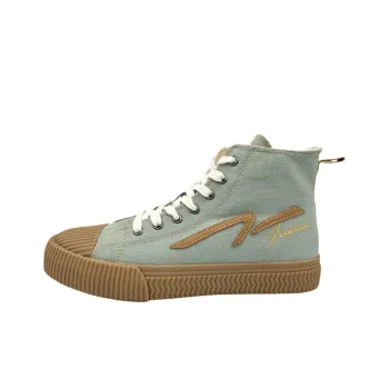 QIANJIN Classic Retro High Top Skateboard Shoes Men's Light Blue