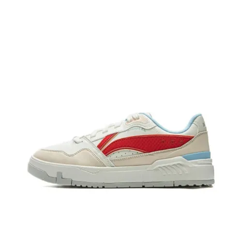 LiNing Common 80s Anti Slip Wear Resistant Low Top Skateboard Shoes Women's Beige Red Blue