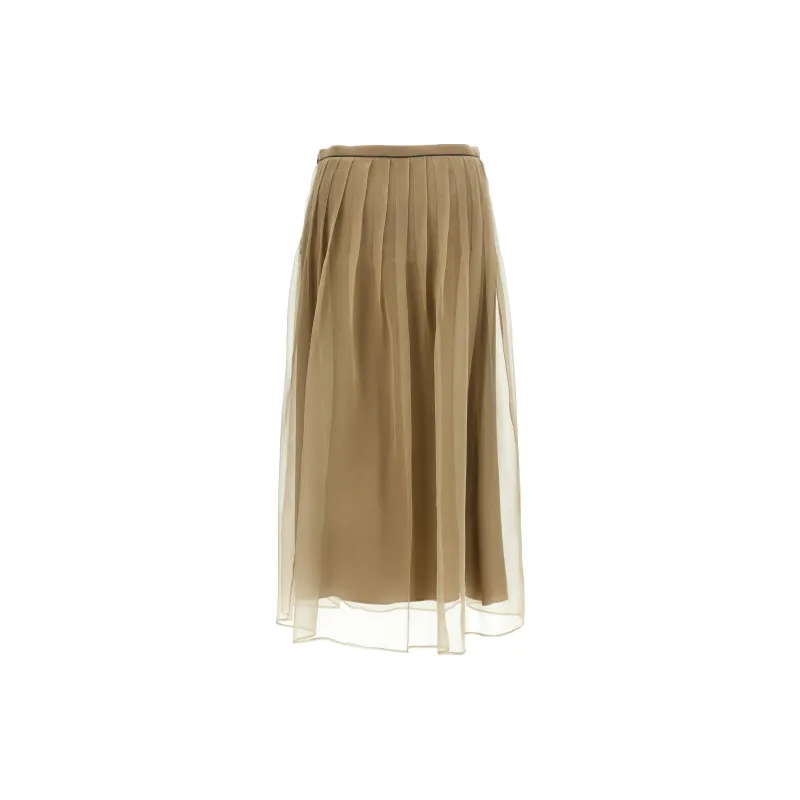 Brunello Cucinelli Pleated Tulle Midi Skirt-1
